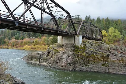 Natural Pier Bridge is a local landmark with one-way traffic across the Clark Fork River