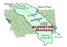 Map of Alberton and Mineral County Montana (c GSWallace)